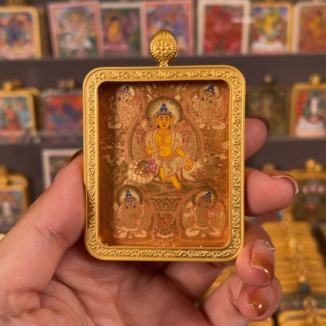 吊坠五部文殊青海热贡唐卡