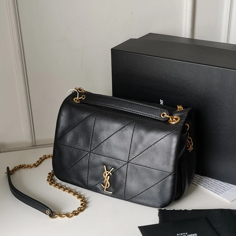 95新 YSL/圣罗兰 Azul-黑金羊皮Jamie mini单肩包49659