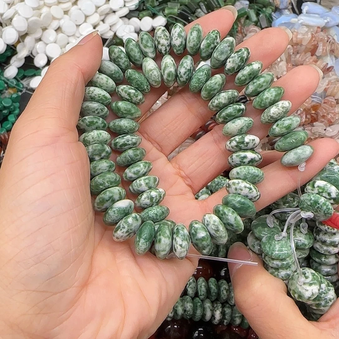 玛瑙/玉髓合金珠宝半成品绿点石12mm飞碟一条