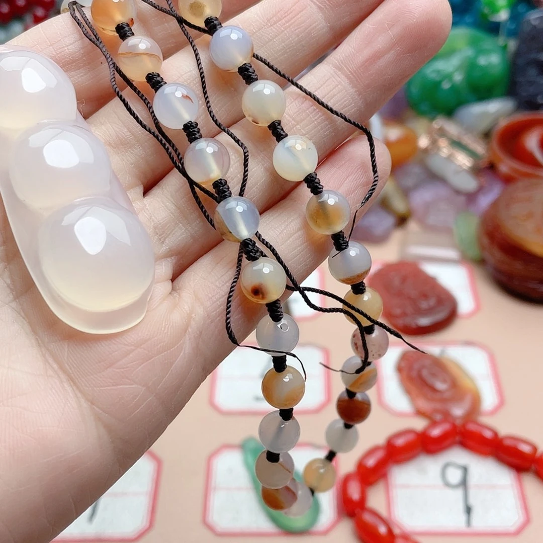 玛瑙/玉髓颈饰合金亮*