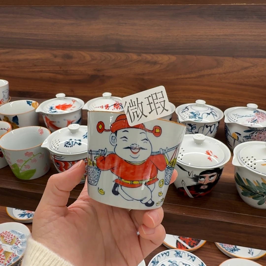 釉下手绘茶具微瑕