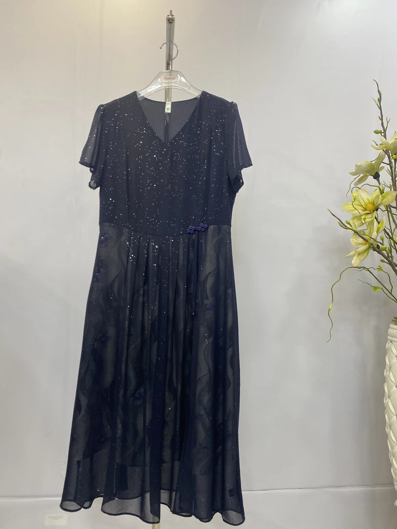 夏季气质中长款蕾丝连衣裙洋气短袖裙子L9927