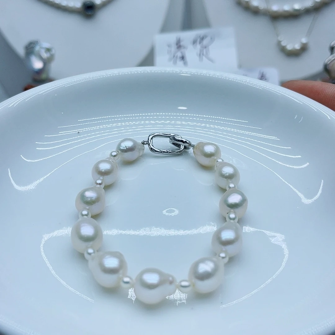 银S925镶嵌手链淡水珍珠