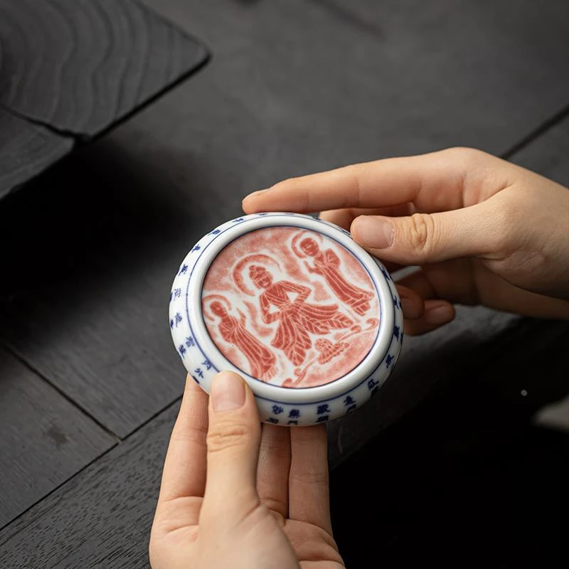 云窟万象 文创 柴烧拓印白瓷杯垫茶道茶具配件盖置搭配家用收藏