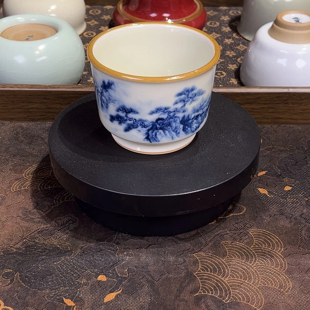 微瑕米黄不开片容天杯