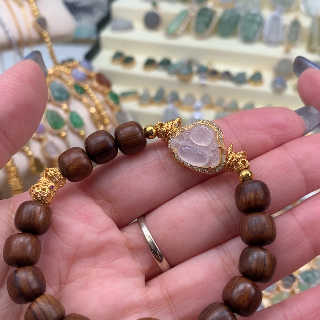 翡翠银S925镶嵌颈饰佛公