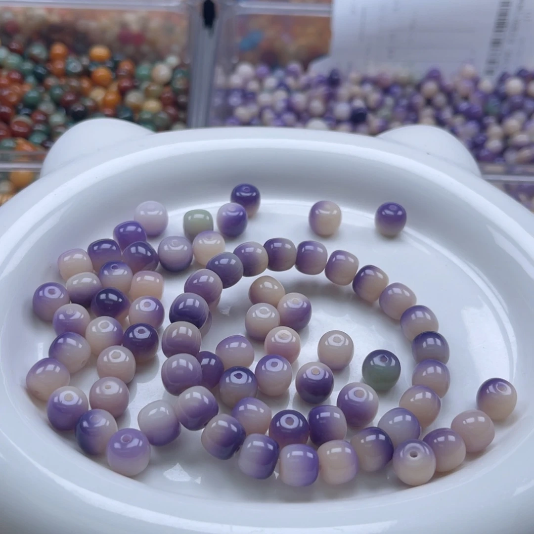 吊坠白玉菩提q10/100+10颗紫玉蝶桶珠