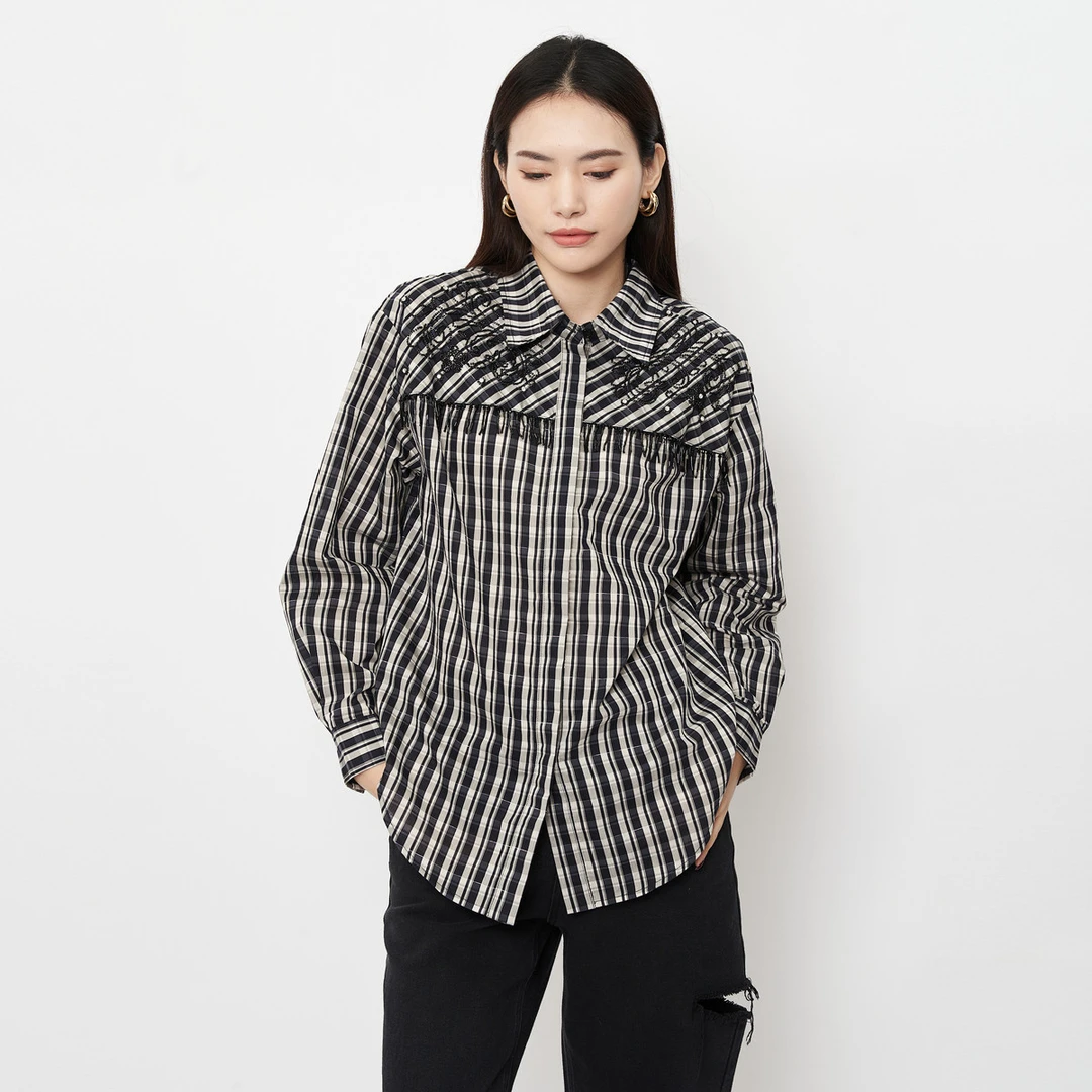 女时尚休闲流苏宽松衬衣上衣