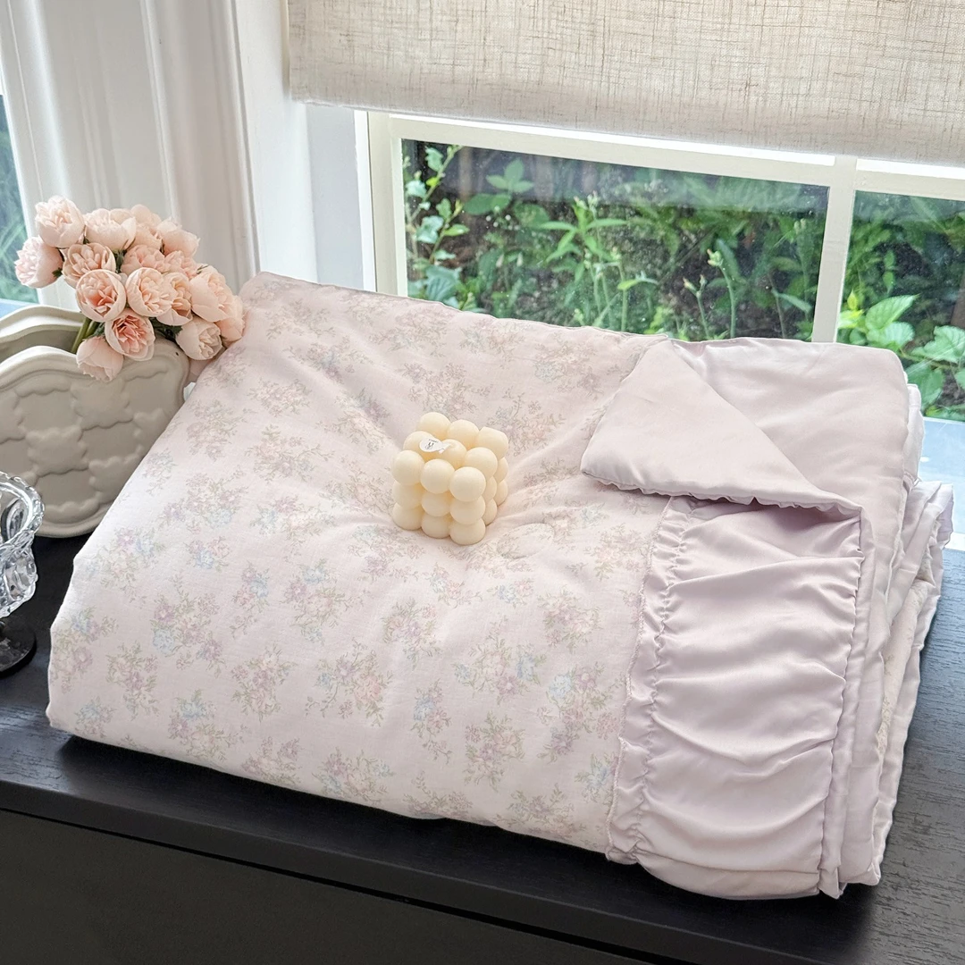 柔凉双感~全棉纱布拼莱赛尔天丝夏被凉感夏凉被可水洗机洗法式