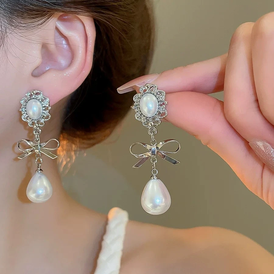 铜合金合成锆石耳饰 气质轻奢时尚百搭复古法式小众优雅甜美138