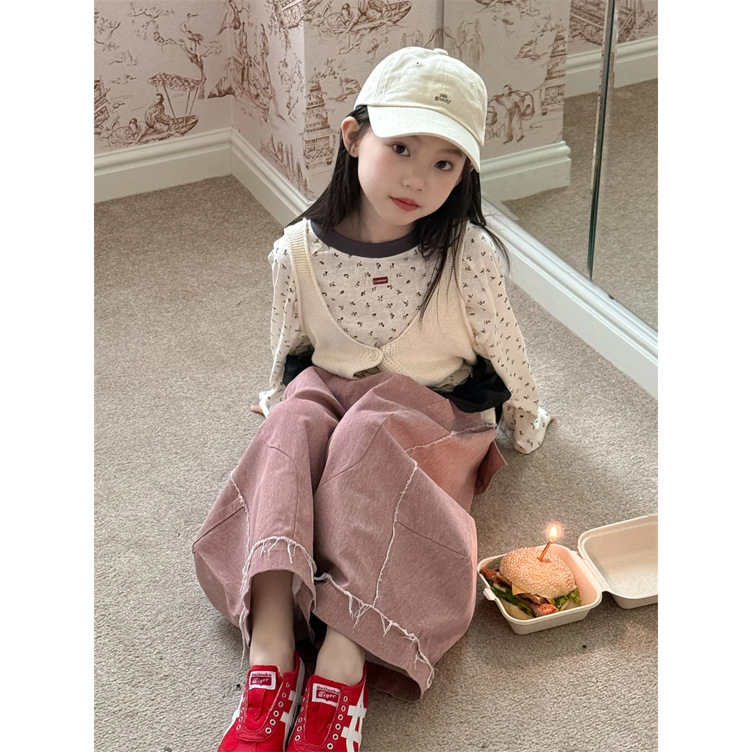 馨爸专属-71550-2025春季新款韩系碎花长T洋气上衣儿童春装