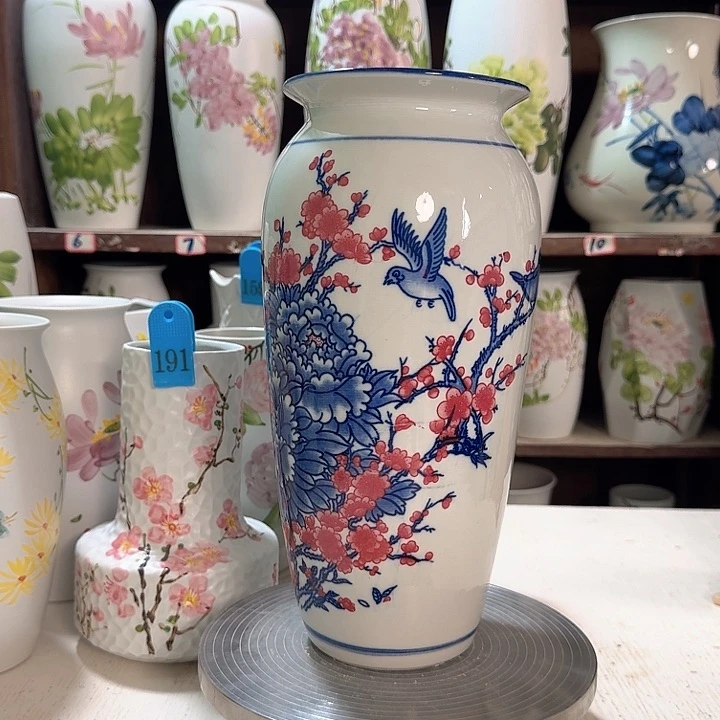 瓶高32青花牡丹梅花款陶瓷陶瓷新款陶瓷陶瓷