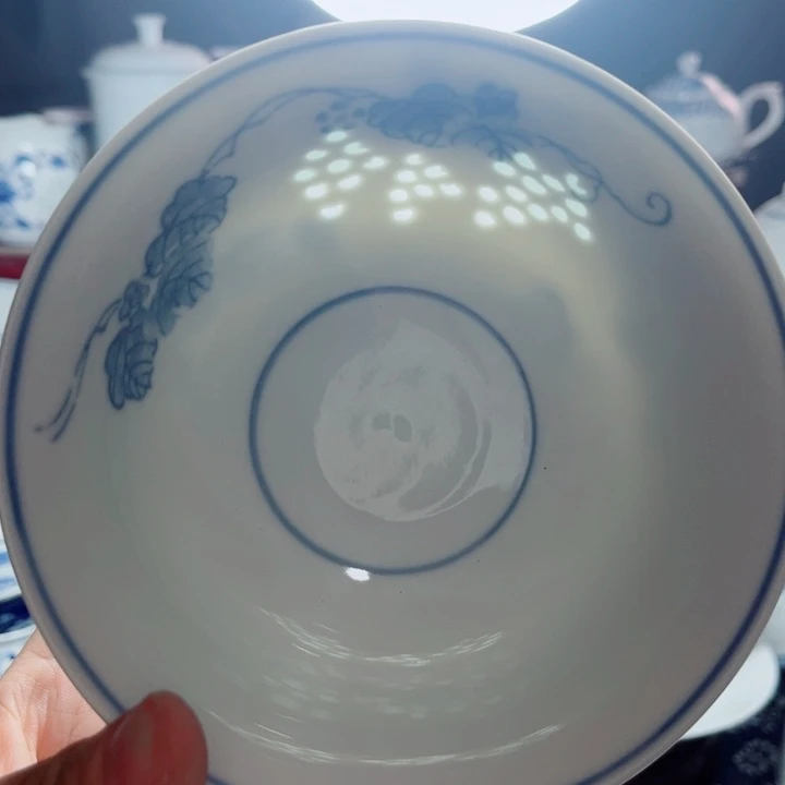 青花玲珑5寸饭碗葡萄