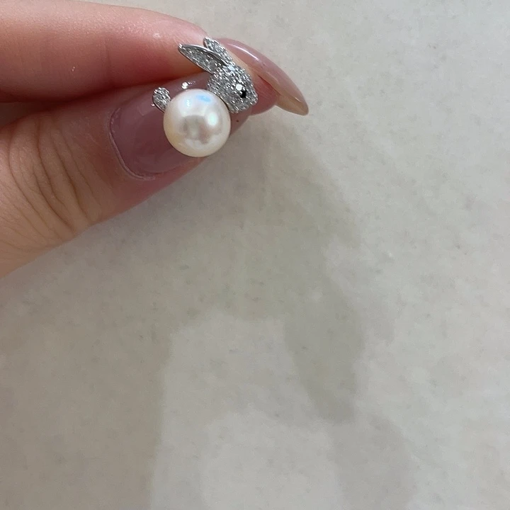 银S925镶嵌淡水珍珠吊坠8