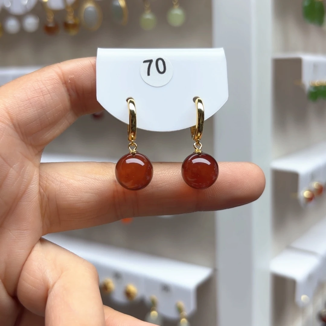 银S925镶嵌血珀耳饰血珀