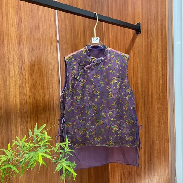 【紫黛珠华】新中式国风典雅桑蚕丝高端气质夏季衬衫