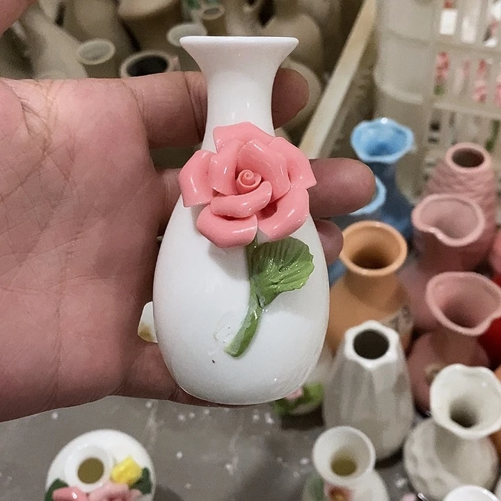 瓷片纯手工陶瓷花摆件瑕