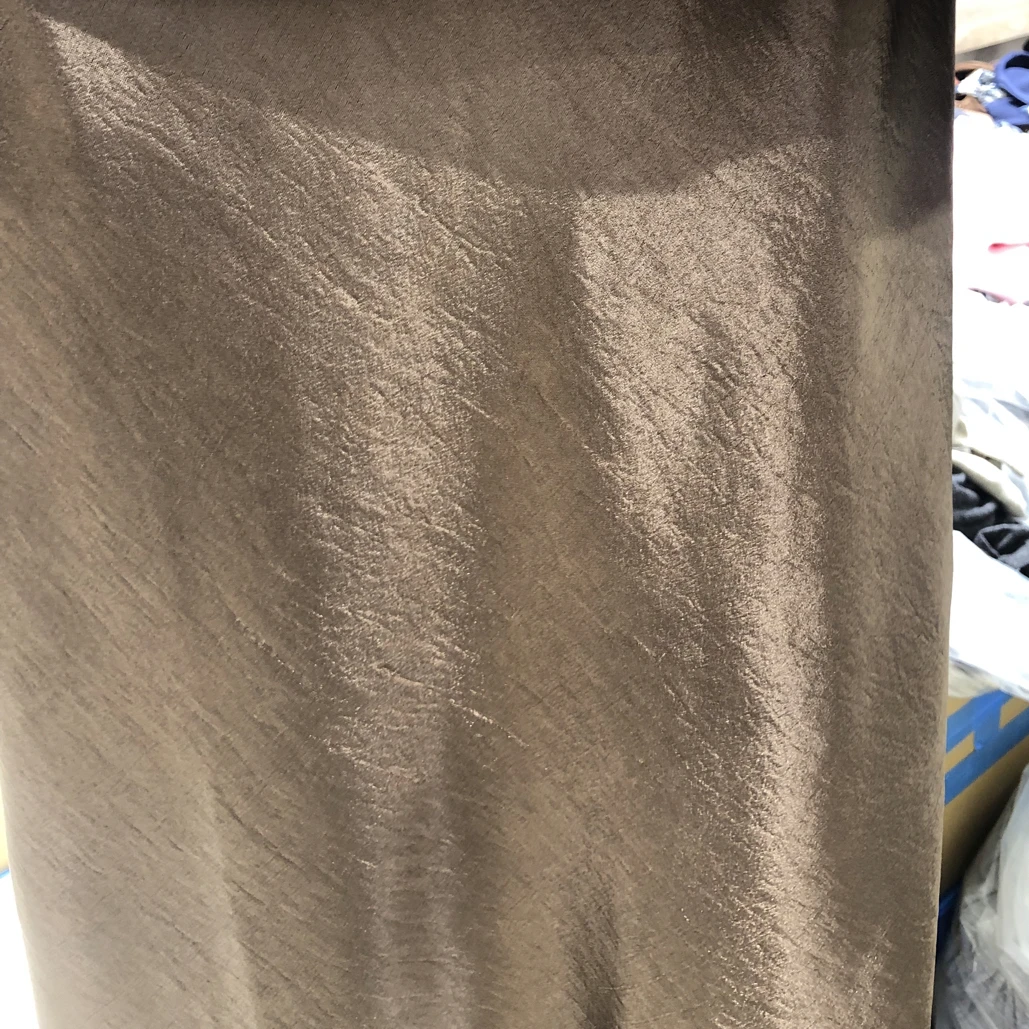 9903-5柔光醋酸松紧腰灰棕色褶皱半身裙短中长款伞裙显瘦通勤