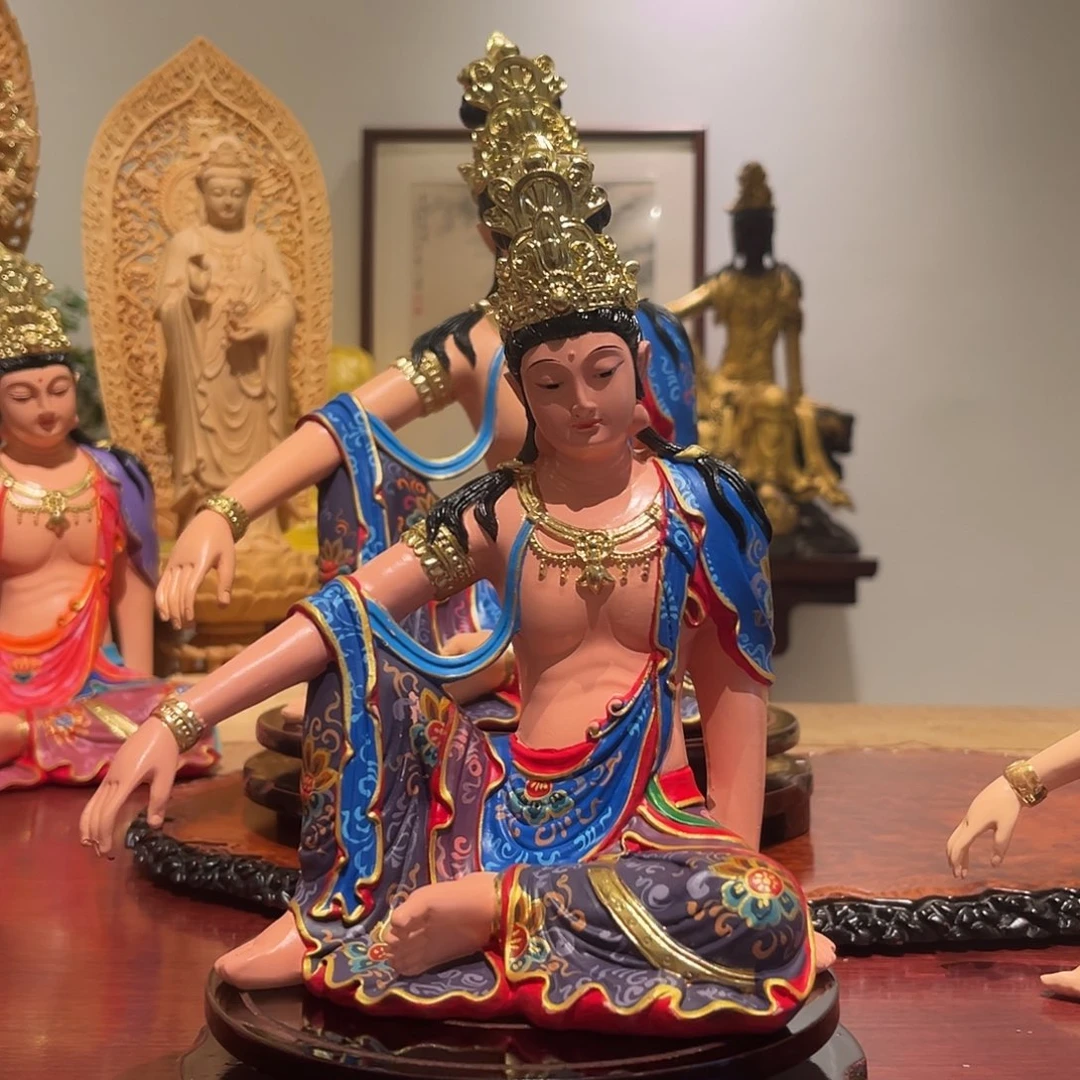 风***旧香榧木象牙果蓝大彩自在观音20