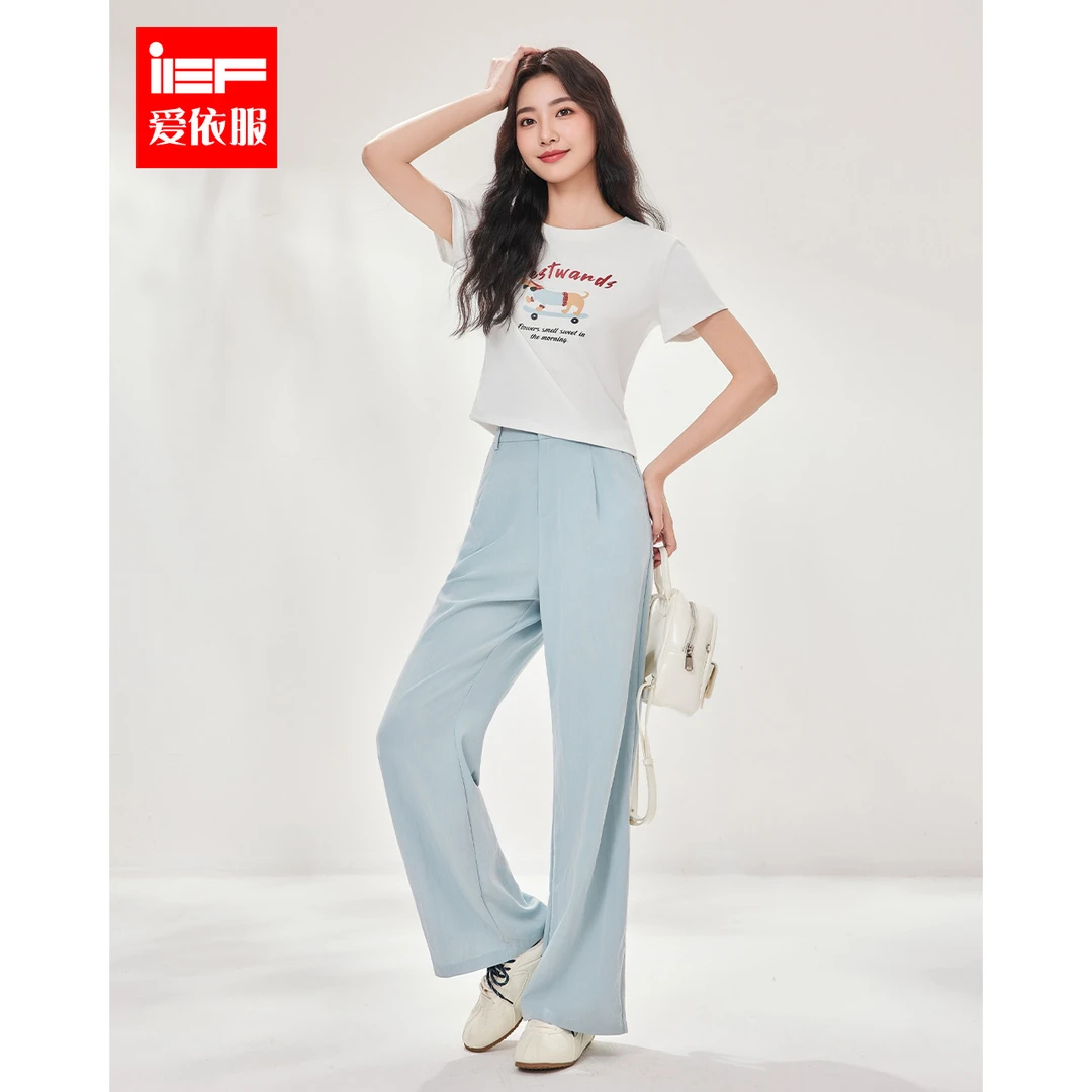IEF/爱依服时尚套装2025夏季新款韩版休闲通勤气质短袖上下套裤