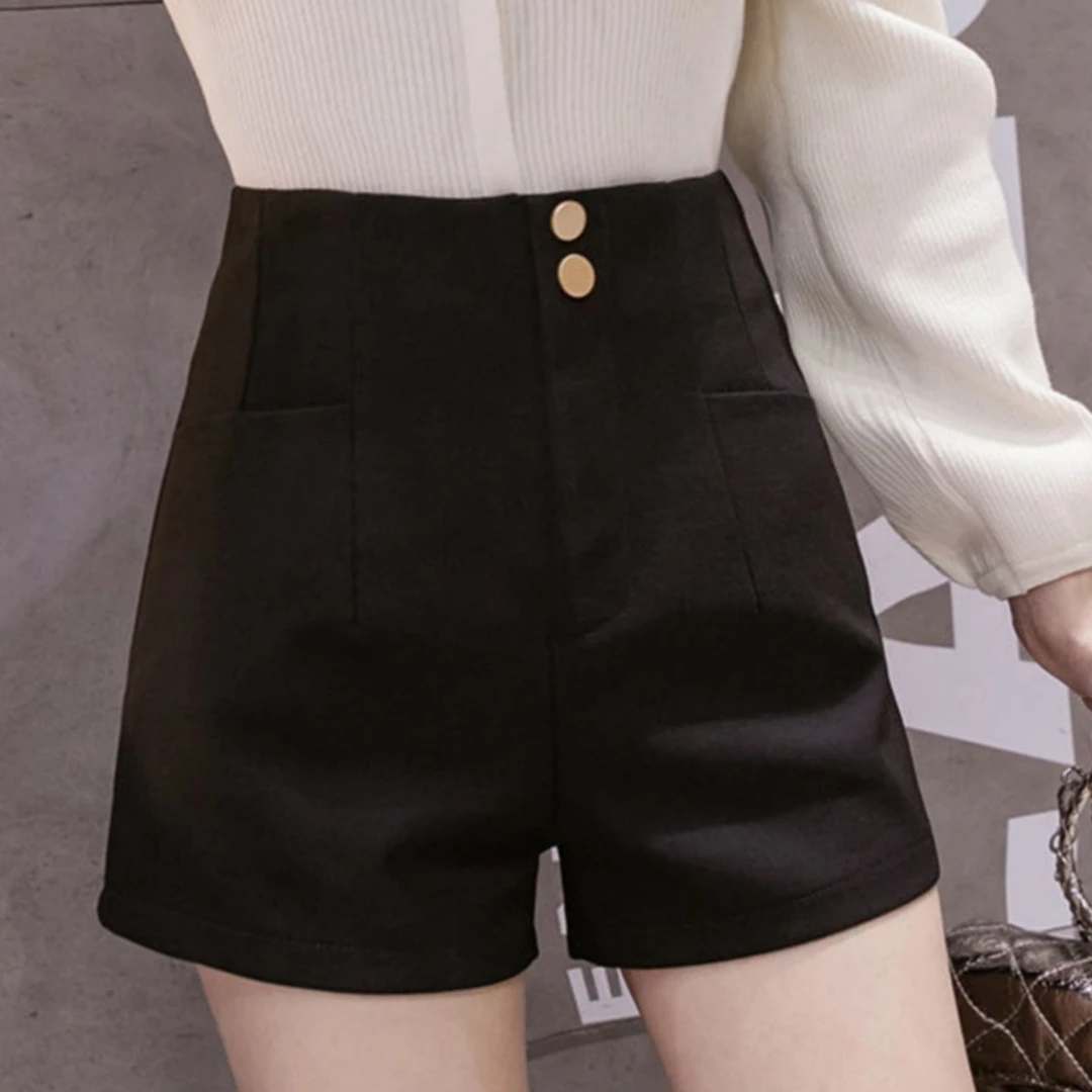 黑色西装短裤女装春秋冬季2025新款弹力阔腿休闲辣妹短裤秋冬外穿