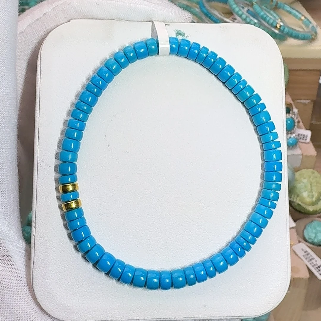 绿松石未镶嵌珠宝奇石毕业暴暴蓝直切手串5