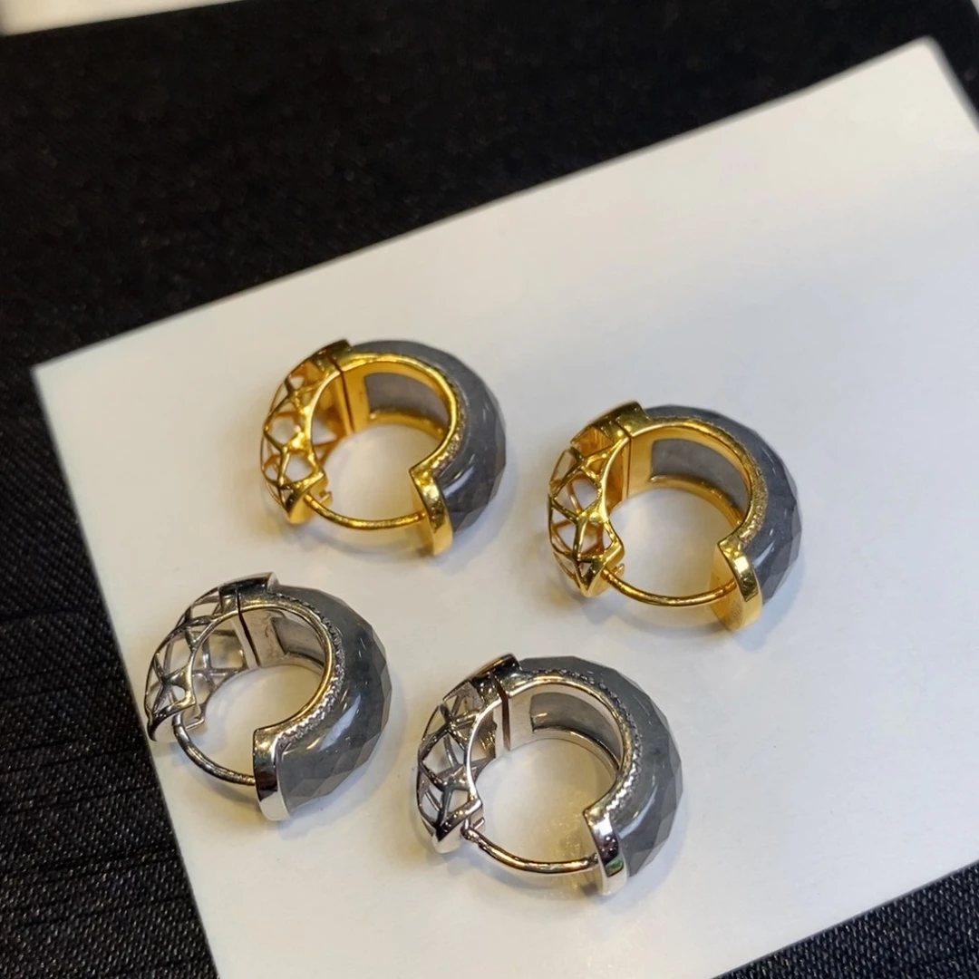 翡翠耳饰18K金镶嵌设计款半圆耳包 多样性发其一