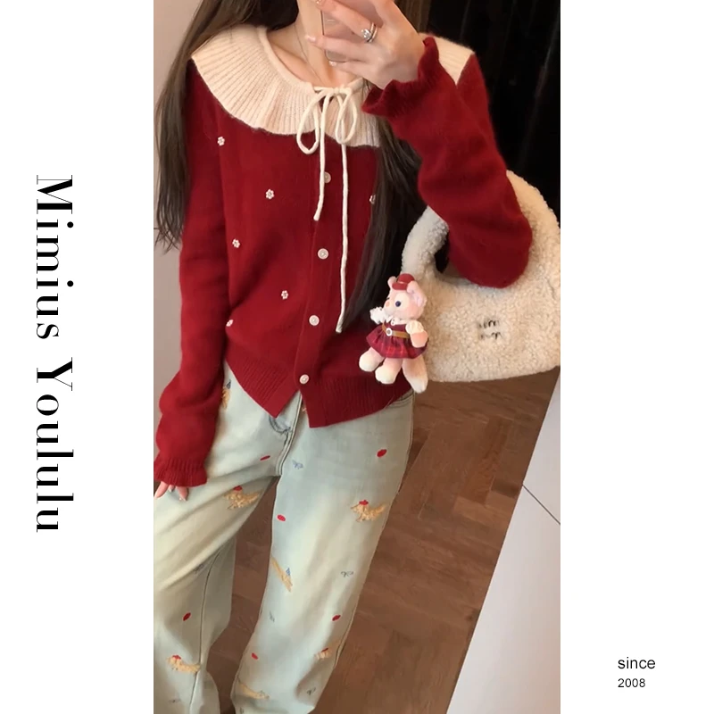 【mimius】喵喵 酒渍甜心 娃娃领氛围感羊毛混纺开衫汉服WF12008