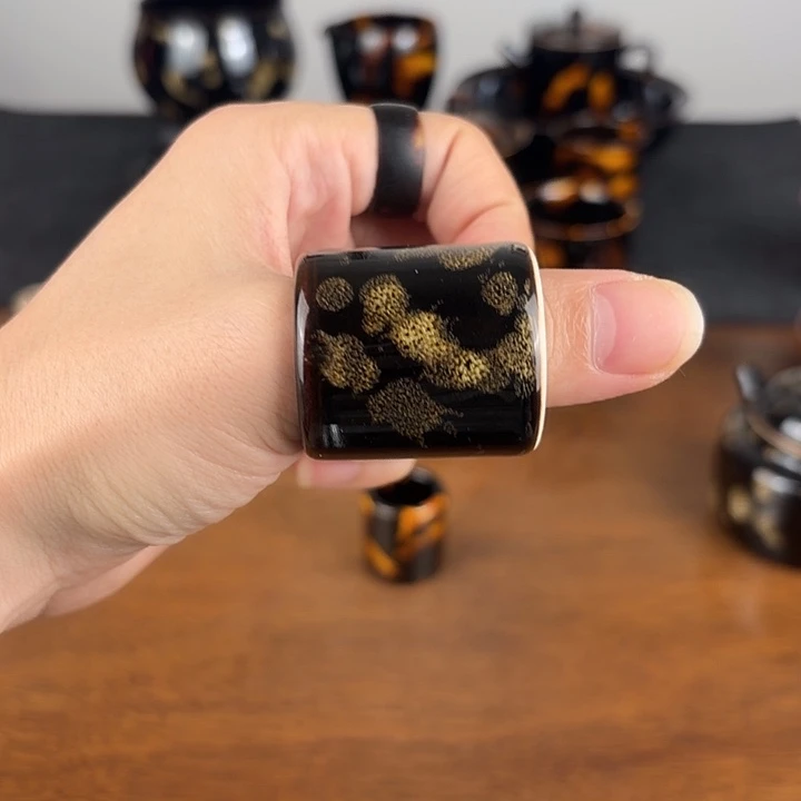 瓷洒彩鹧鸪斑扳指盖置