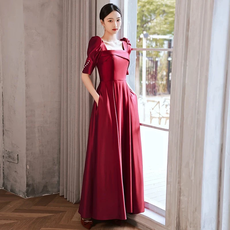 直播链接断码特价缎面敬酒服新娘订婚法式结婚红色礼服回门高级感