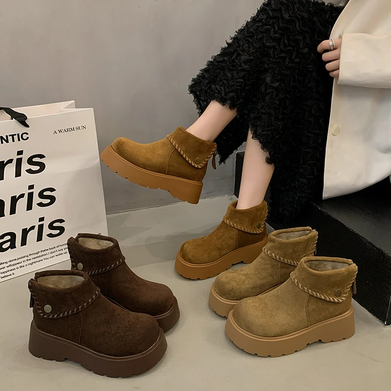 复古厚底增高勃肯靴子女款2025秋冬新款时尚加绒短靴女爆款马丁靴