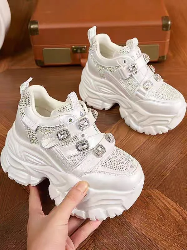 8号链接 水钻增高内增高小白鞋春夏老爹鞋8公分