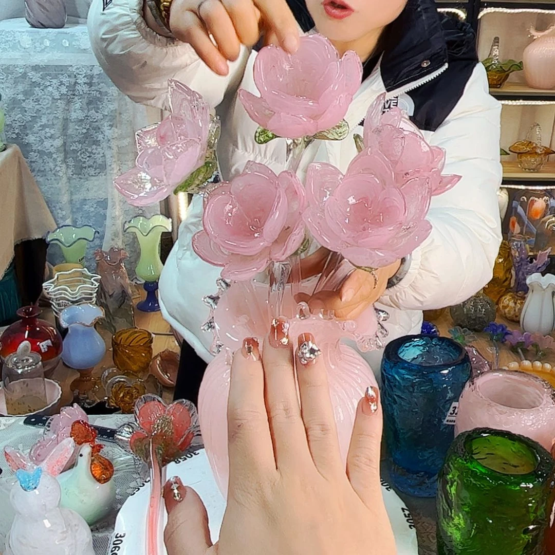 @***35朵荷花家悦美居琉璃摆件瑕疵
