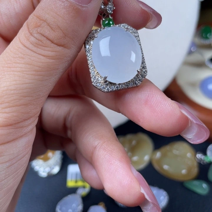 翡翠银S925镶嵌颈饰吊坠