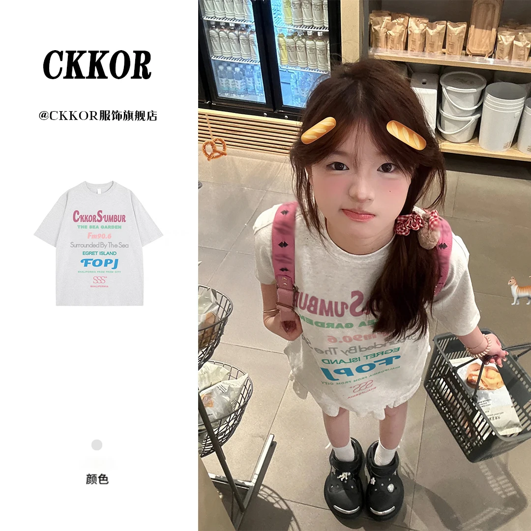 CKKOR可爱ins风字母常规时尚夏装圆领显瘦小众小个子短袖印花T恤