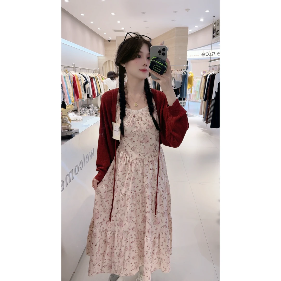 6701头花款碎花毛衣套裙
