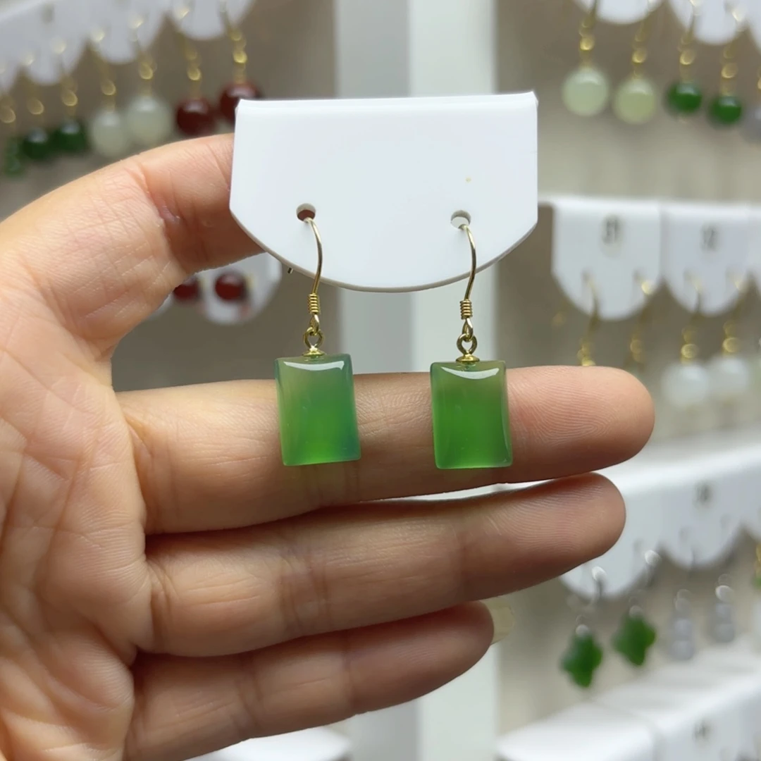 玛瑙/玉髓耳饰银S925镶嵌