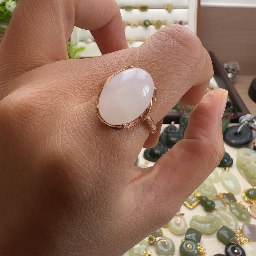 和田玉银S925镶嵌戒指