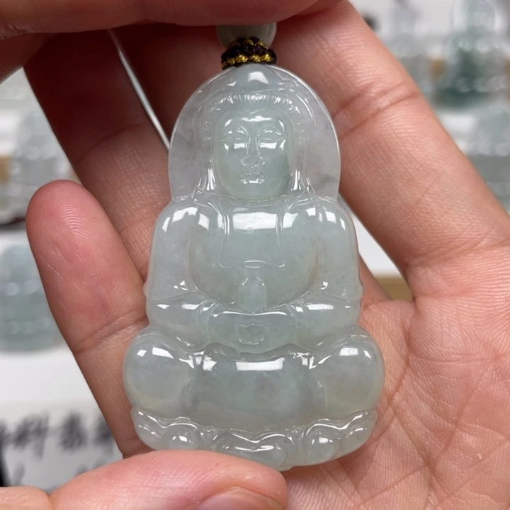 翡翠未镶嵌颈饰天然缅甸翡翠A货观音93号