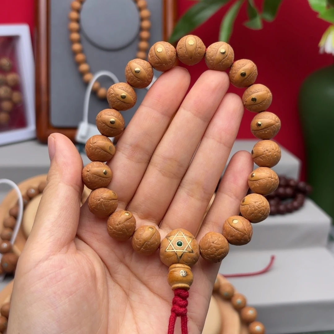手串凤眼菩提14左右铜钉镶嵌手串
