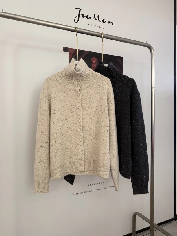 100%绵羊毛时尚女士针织开衫外套