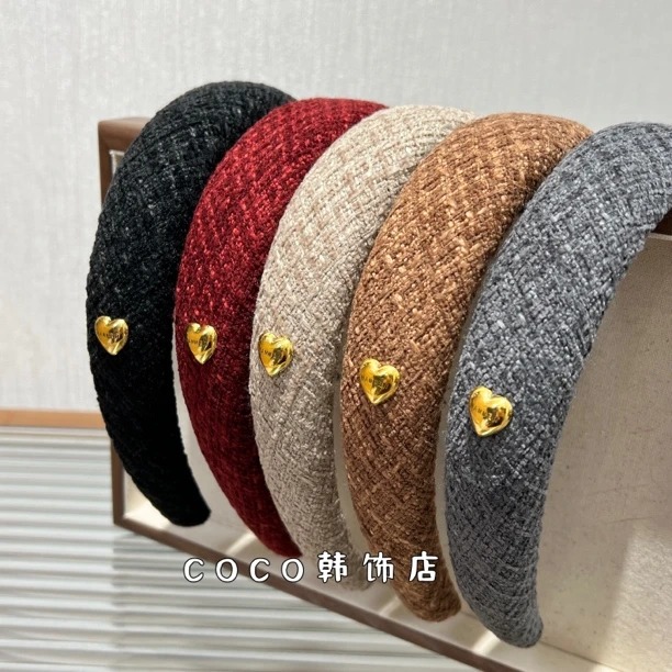 法式网红甜美高级感红色发箍女气质百搭黑色宽边头箍复古港风发卡