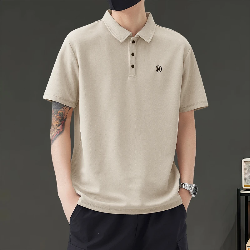 夏季休闲简约百搭男士polo日系宽松纯色翻领短袖