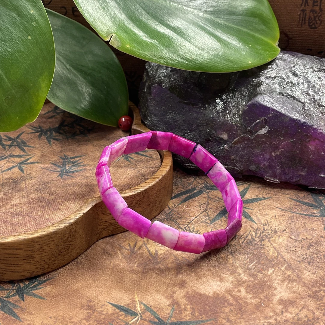 含辰砂工艺品【繁花珠宝甄选】含辰砂工艺品奶昔樱花粉手牌HX103