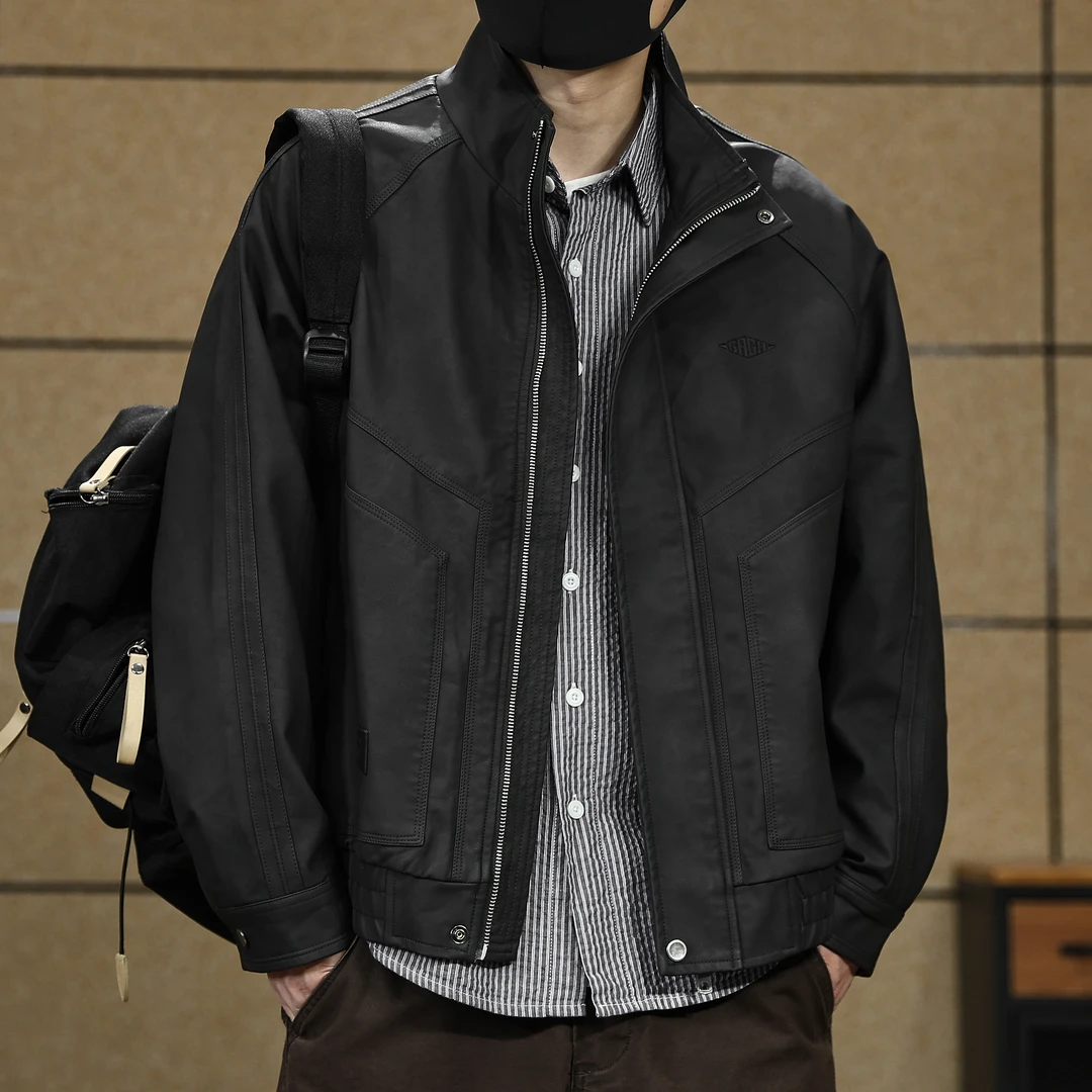 皮衣男美拉德复古机车风PU皮夹克男士2025春季秋新款飞行员外套男