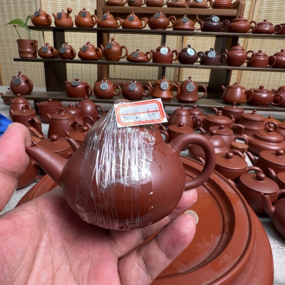 水***竹紫砂茶壶潮州手拉朱泥壶，微瑕不退换