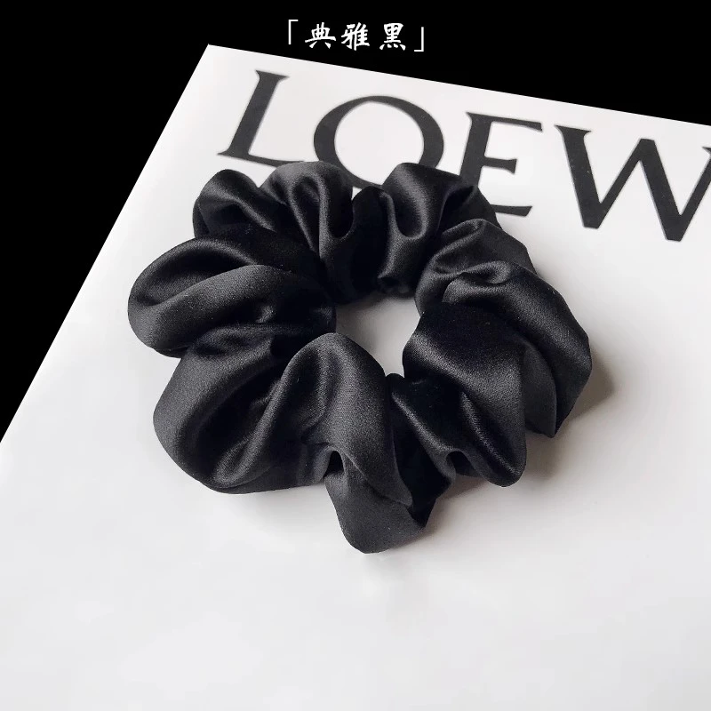 高级感大肠发圈22姆米真丝缎面亮色4cm法式桑蚕丝跨境外贸爆款