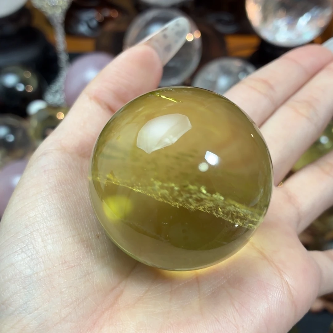 w***欣珠宝半成品黄晶未镶嵌蓝针48.1mm