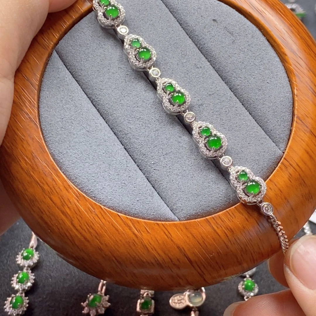 翡翠颈饰银S925镶嵌五福临门