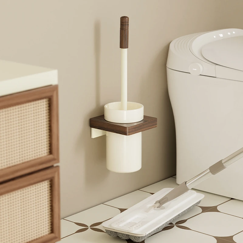 胡桃木马桶刷家用无死角壁挂式免打孔高端卫生间置物架洗厕所刷子